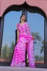 Dira By Dimple - Pink Chiffon Saree with Zari Border