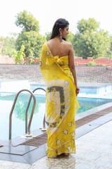 Dira By Dimple - Filmy Tracey (Yellow Bandhej Chiffon Saree with Zari Border)