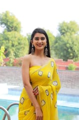 Dira By Dimple - Filmy Tracey (Yellow Bandhej Chiffon Saree with Zari Border)
