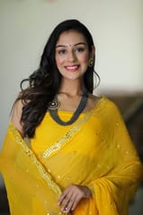 Dira By Dimple - May Moon (Yellow Handwork Chiffon Saree)