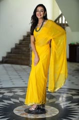 Dira By Dimple - May Moon (Yellow Handwork Chiffon Saree)