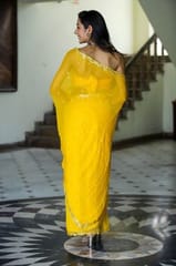 Dira By Dimple - May Moon (Yellow Handwork Chiffon Saree)