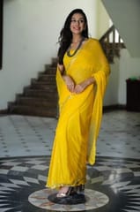 Dira By Dimple - May Moon (Yellow Handwork Chiffon Saree)