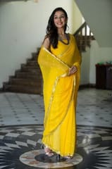 Dira By Dimple - May Moon (Yellow Handwork Chiffon Saree)