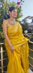 Dira By Dimple - Royal Radiance (Banarasi Silk Organza Saree in Mustard Yellow)