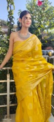 Dira By Dimple - Royal Radiance (Banarasi Silk Organza Saree in Mustard Yellow)
