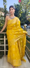 Dira By Dimple - Royal Radiance (Banarasi Silk Organza Saree in Mustard Yellow)