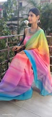 Dira By Dimple - Rainbow Fascination (Printed Satin Silk Saree)