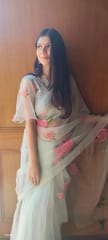 Dira By Dimple - Brilliant Brushstrokes (Handpainted Silk Organza Saree in Powder Blue)