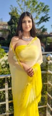 Dira By Dimple - Lemonade Breeze (Chiffon Saree with Mirror Handwork)