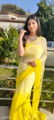 Dira By Dimple - Lemonade Breeze (Chiffon Saree with Mirror Handwork)