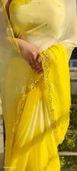 Dira By Dimple - Lemonade Breeze (Chiffon Saree with Mirror Handwork)