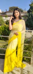 Dira By Dimple - Lemonade Breeze (Chiffon Saree with Mirror Handwork)