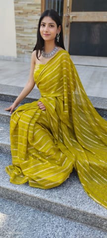 Dira By Dimple - Henna Bliss (Pure Georgette Zari Striped Saree)