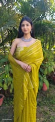 Dira By Dimple - Henna Bliss (Pure Georgette Zari Striped Saree)