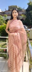 Dira By Dimple - Rose Gold Bliss (Zari Striped Organza Saree)