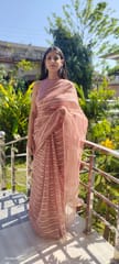 Dira By Dimple - Rose Gold Bliss (Zari Striped Organza Saree)