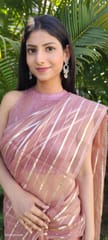 Dira By Dimple - Rose Gold Bliss (Zari Striped Organza Saree)