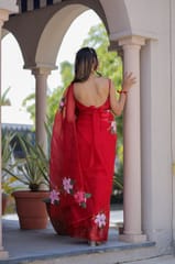 Dira By Dimple - Ruby Radiance (Handpainted Red Organza Saree)