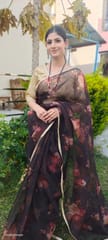 Dira By Dimple - Dreamy Pop (Printed Black Organza Lace Border Saree)