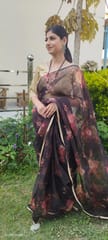 Dira By Dimple - Dreamy Pop (Printed Black Organza Lace Border Saree)