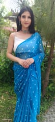 Dira By Dimple - Opal Wander (Blue Bandhej Chiffon Saree)