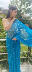 Dira By Dimple - Opal Wander (Blue Bandhej Chiffon Saree)