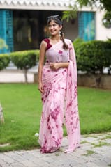 Dira By Dimple - Roseate Serenity (Shibori Tye-Dye Chiffon Saree)