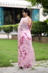 Dira By Dimple - Roseate Serenity (Shibori Tye-Dye Chiffon Saree)