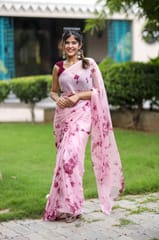 Dira By Dimple - Roseate Serenity (Shibori Tye-Dye Chiffon Saree)