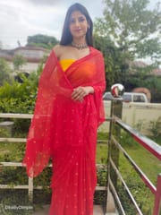 Dira By Dimple - Garnet Wonder (Bandhej Red Chiffon Saree)