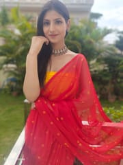 Dira By Dimple - Garnet Wonder (Bandhej Red Chiffon Saree)