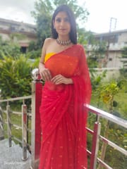 Dira By Dimple - Garnet Wonder (Bandhej Red Chiffon Saree)