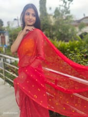 Dira By Dimple - Garnet Wonder (Bandhej Red Chiffon Saree)