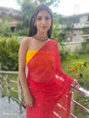 Dira By Dimple - Garnet Wonder (Bandhej Red Chiffon Saree)