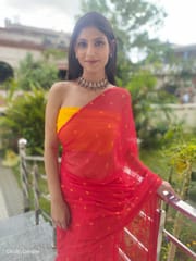 Dira By Dimple - Garnet Wonder (Bandhej Red Chiffon Saree)