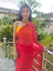 Dira By Dimple - Garnet Wonder (Bandhej Red Chiffon Saree)