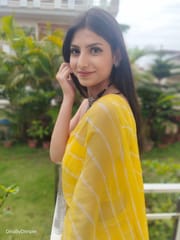 Dira By Dimple - Daffodil Ripple (Hand Tie-Dyed yellow Chiffon Saree)