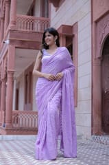 Dira By Dimple - Dreamy Lavendar (Thread work pure georgette saree)