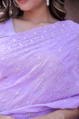 Dira By Dimple - Dreamy Lavendar (Thread work pure georgette saree)