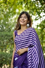 Dira By Dimple - Whimsical Twilight (Printed Satin Silk Purple Saree)