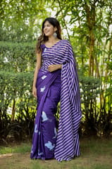 Dira By Dimple - Whimsical Twilight (Printed Satin Silk Purple Saree)