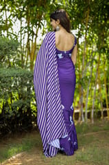 Dira By Dimple - Whimsical Twilight (Printed Satin Silk Purple Saree)