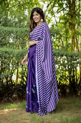 Dira By Dimple - Whimsical Twilight (Printed Satin Silk Purple Saree)