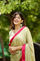 Dira By Dimple - Minty Blush (Solid Satin Silk Saree)