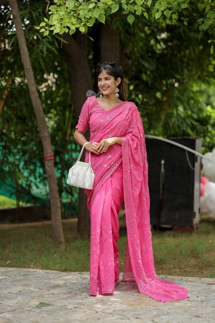 Dira By Dimple - Sparkling Rose (Pure georgette Sequins Work Saree)