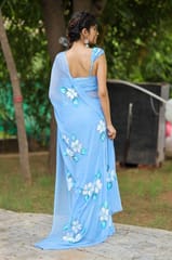 Dira By Dimple - Blue Majesty (Handpainted Chiffon Saree in Blue)