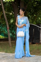 Dira By Dimple - Blue Majesty (Handpainted Chiffon Saree in Blue)