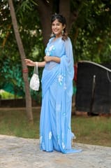 Dira By Dimple - Blue Majesty (Handpainted Chiffon Saree in Blue)