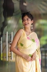Dira By Dimple - Sunlit Brushstrokes (Hand Painted Pastel Chiffon Saree)